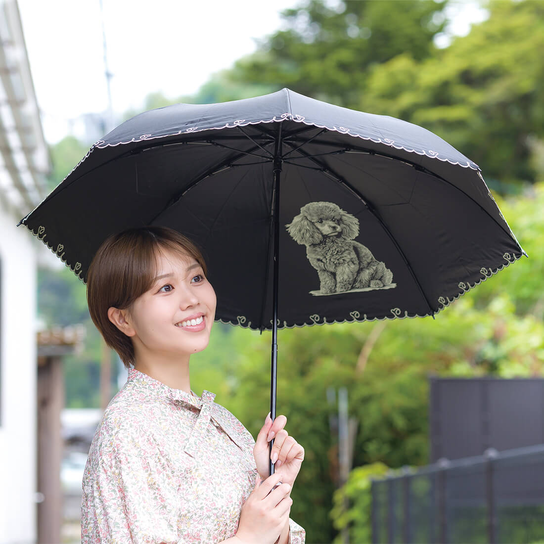 晴雨兼用 犬モチーフデザイン折りたたみ傘