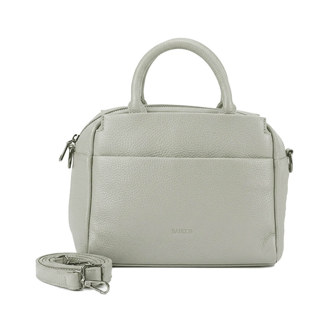 3層構造2wayレザーハンドバッグ - ベージュ