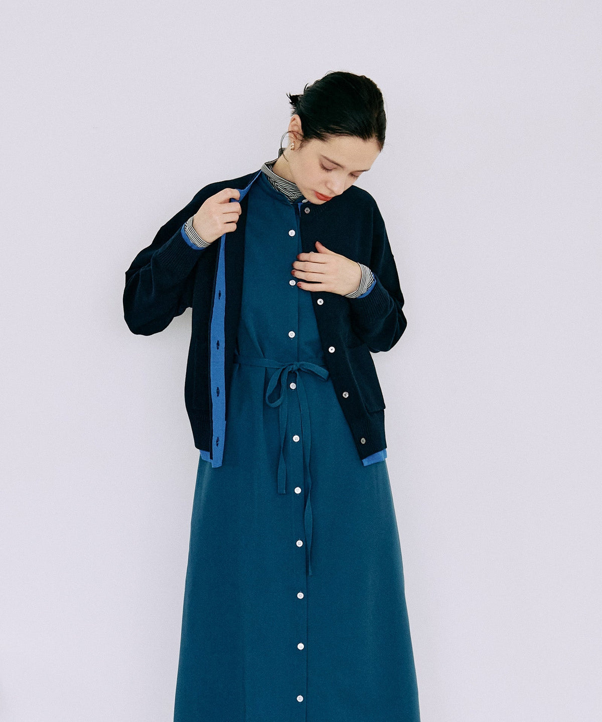 バイカラーカノコ編みカーディガン