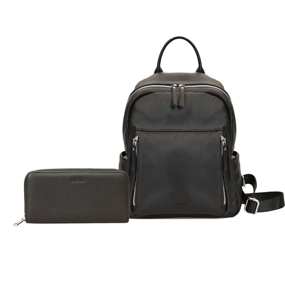 【セット商品】シュリンクレザーリュックサック＆財布＜アクティブセット＞ - ブラック