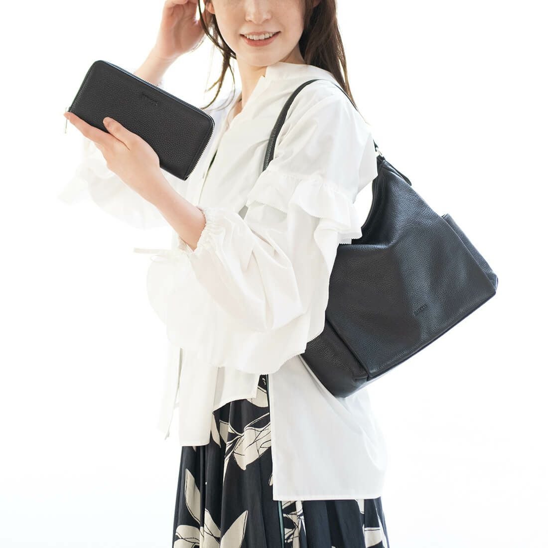 【セット商品】シュリンクレザーショルダーバッグ＆財布＜カジュアルセット＞