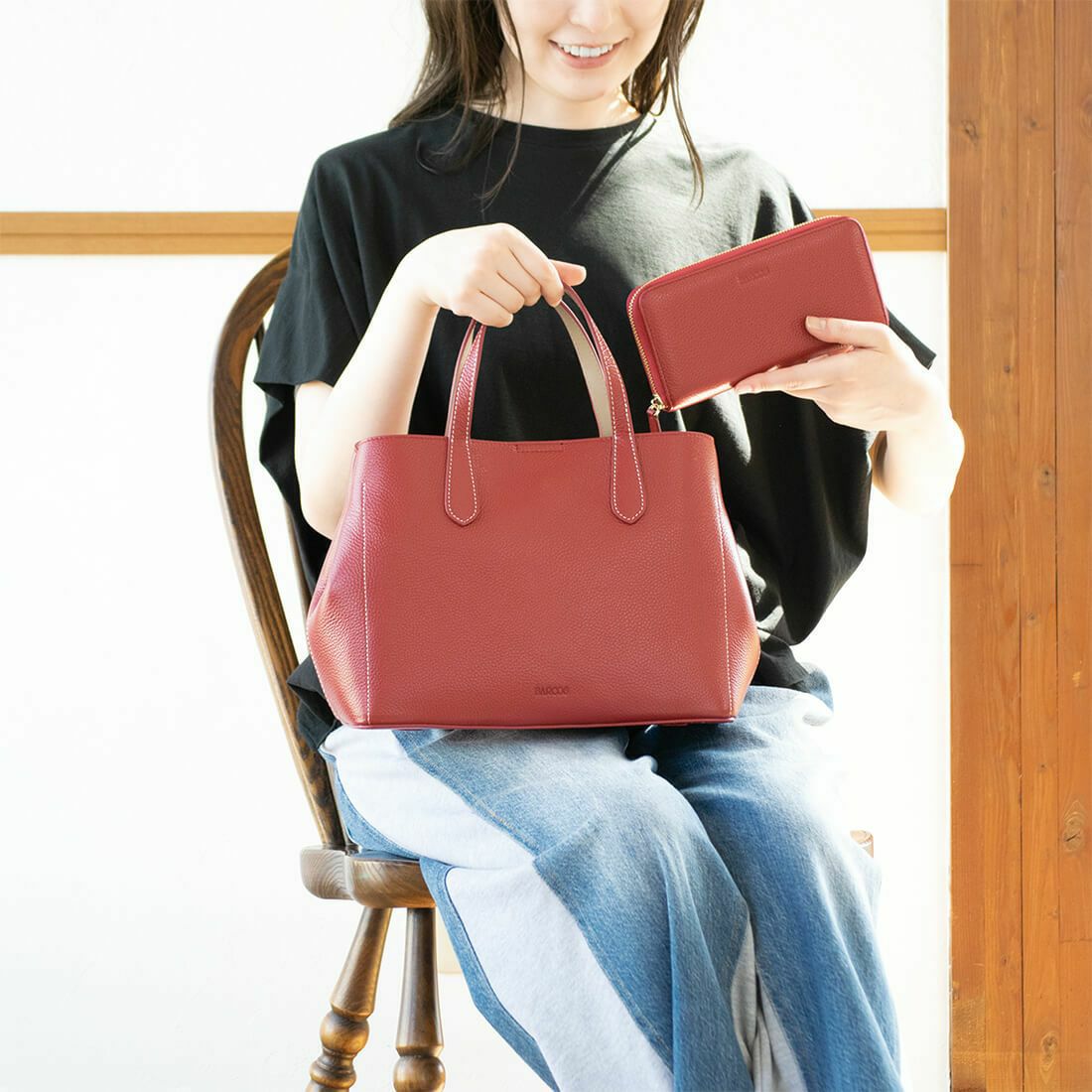 【セット商品】シュリンクレザーハンドバッグ＆財布＜ユニバーサルセット＞