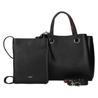 【セット商品】シュリンクレザーハンドバッグ＆ポシェット＜クラシカルセット＞ - ブラック