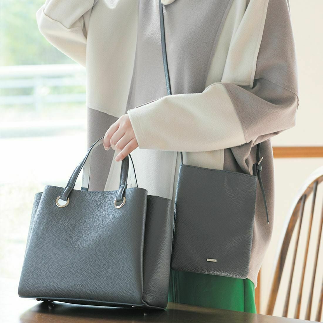 【セット商品】シュリンクレザーハンドバッグ＆ポシェット＜クラシカルセット＞