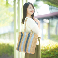 ストライプかごトート