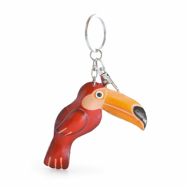 鳥モチーフキーホルダー - レッド