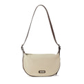 バイカラーレザーショルダーバッグ - アイボリー