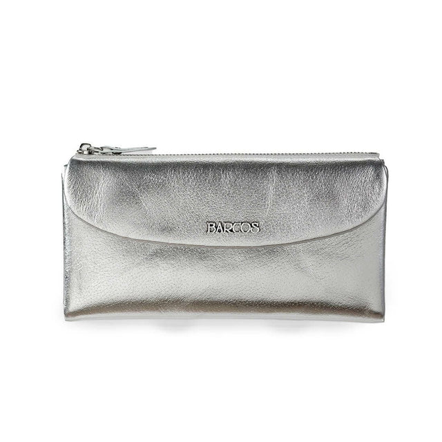メタリックレザー長財布 - シルバー