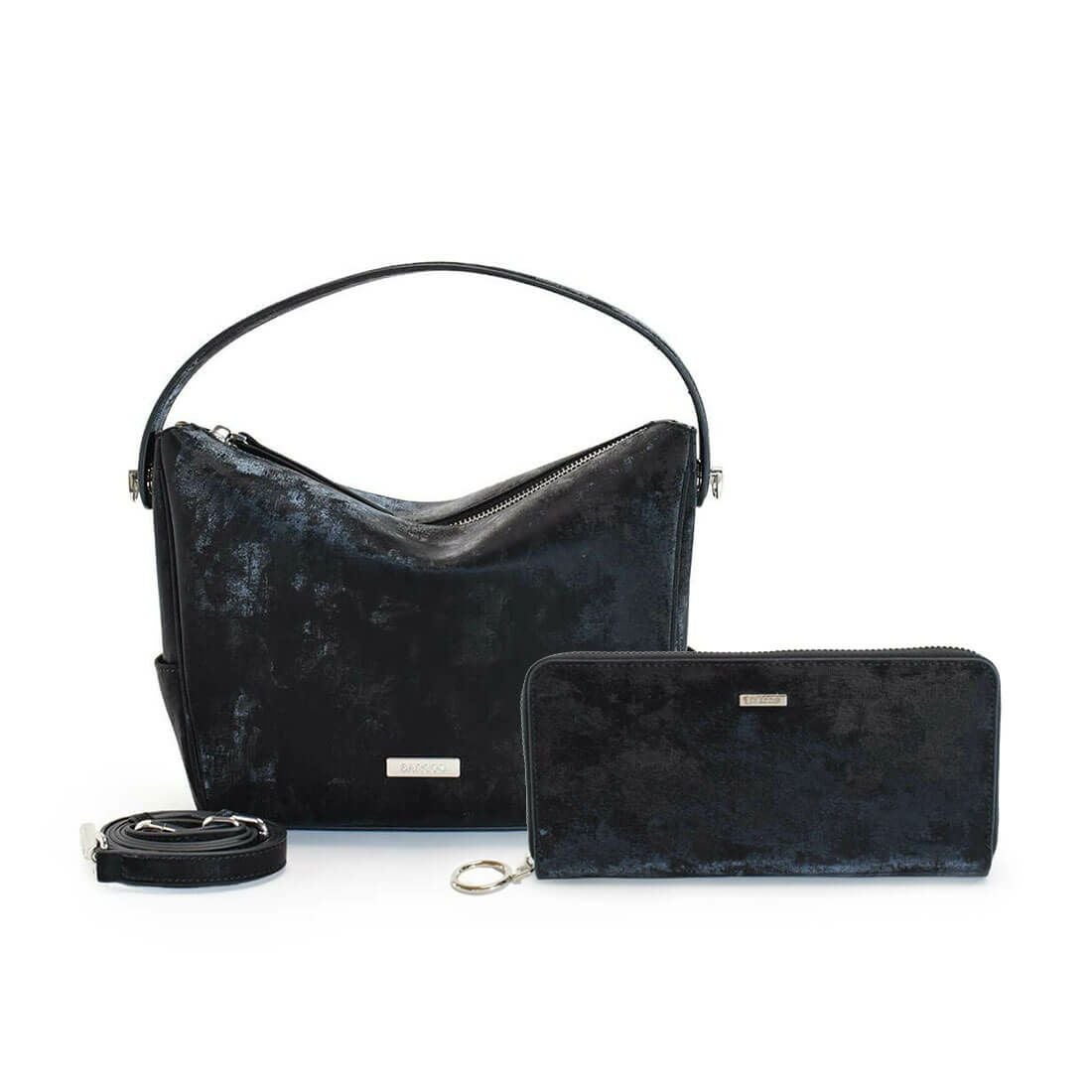 【セット商品】2wayハンドバッグ＜ヴェルーチェ＞＆ロングウォレットセット - ブラック