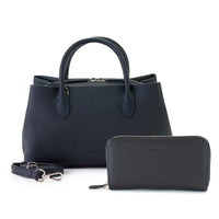 【セット商品】3層ハンドバッグ＜グラッツェ＞＆コンパクト長財布＜メルシー＞ - ブラック