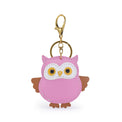 フクロウモチーフレザーキーホルダー - ピンク