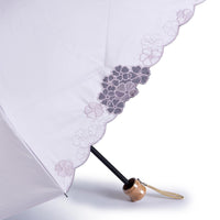 晴雨兼用 花柄カットワーク刺繍折りたたみ傘