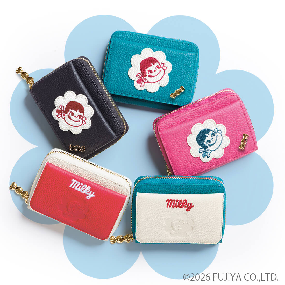 ＜ミルキーコラボ＞アップリケ付き蛇腹式折財布