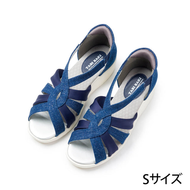 クロスデザインハンズフリーサンダル - ブルー（Sサイズ:22.5cm）