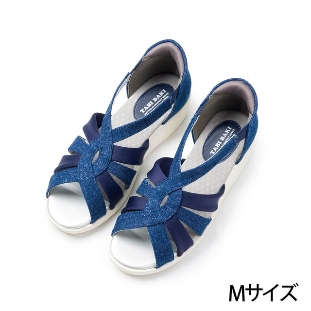 クロスデザインハンズフリーサンダル - ブルー（Mサイズ:23-23.5cm）