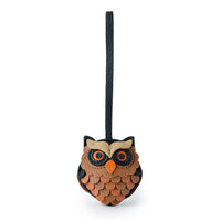 ミミズクモチーフレザーチャーム - ブラウン